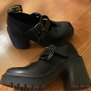 Doc Martens Eviee Black Chunky Heel Shoes size 7 women (5 or 37 EU 4 UK)